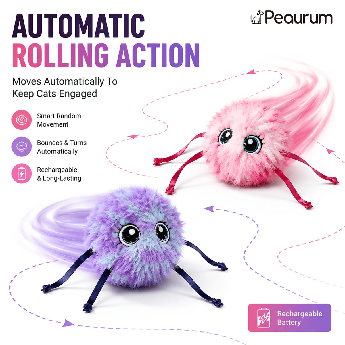 2PCS Interactive Smart Mouse Cat Toy With Motion Sensor, Realistic Sound & USB