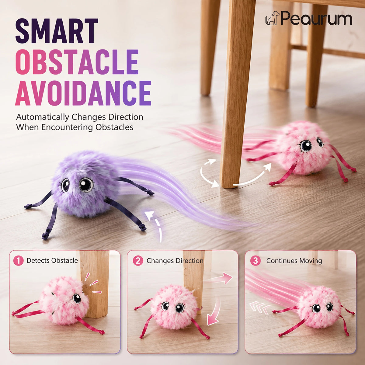 2PCS Interactive Smart Mouse Cat Toy With Motion Sensor, Realistic Sound & USB