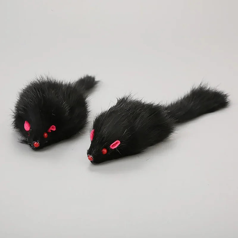 1Pcs False Mouse Cat Pet Toys 18 cm Cat Long-haired Tail Mice Mouse Toys Soft Rabbit Fur Furry Plush Cat Toy For Pet Cats Dogs